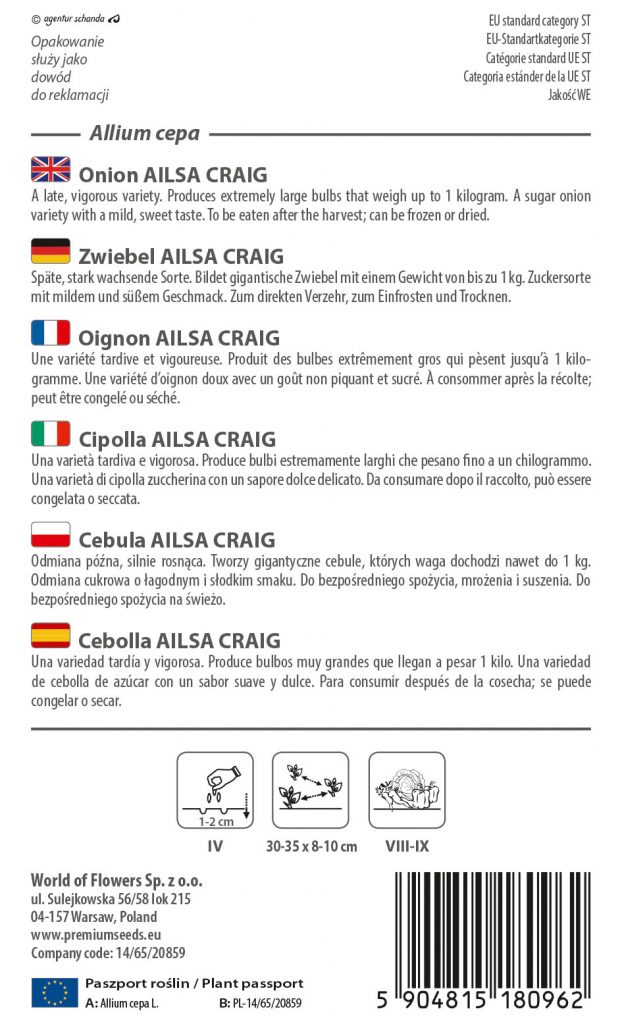 Onion Ailsa Craig PremiumSeeds producer of seeds