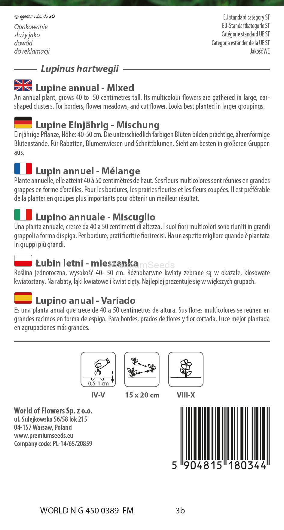 WORLD N G 450 0389.indd Łubin letni - mieszanka – nasiona