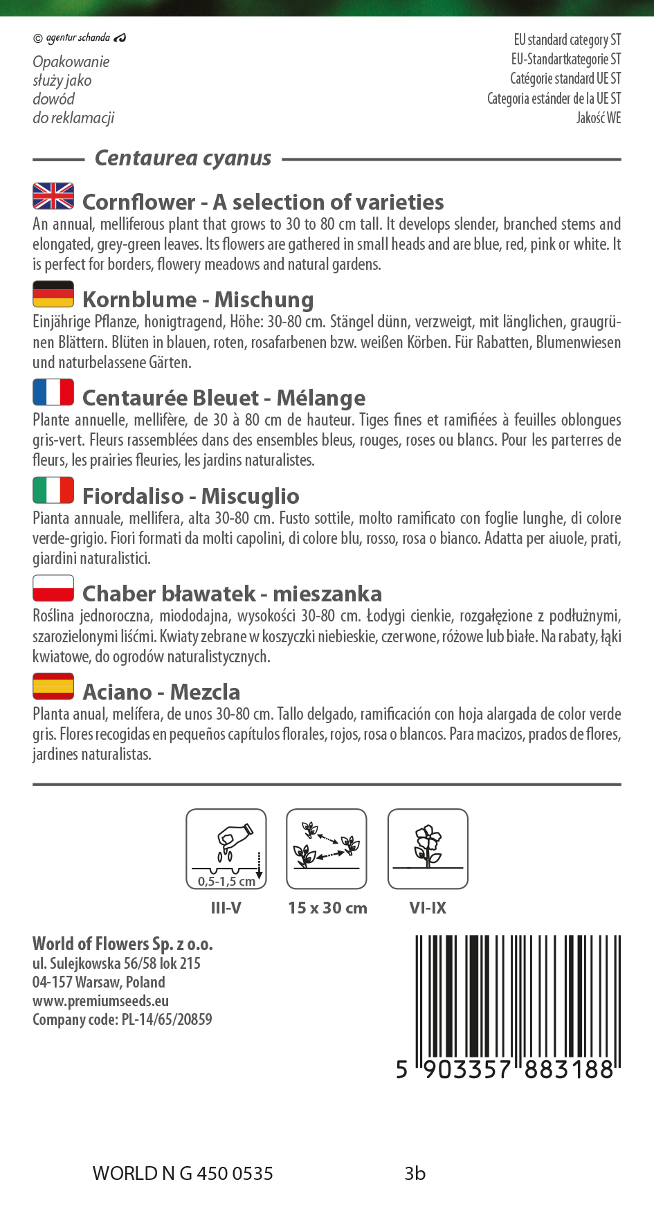 WORLD N G 450 0535.indd Cornflower - a selection of varieties - seeds