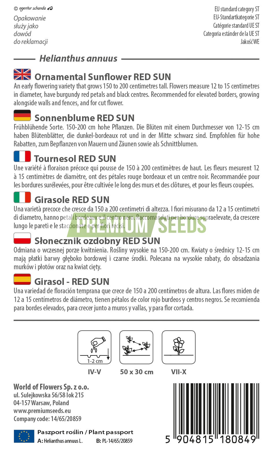 Girasol - Red Sun - productor de semillas - PremiumSeeds