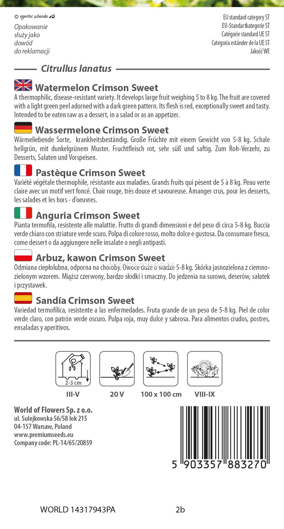 WORLD 14317943PA.indd Pastèque Crimson Sweet - semences