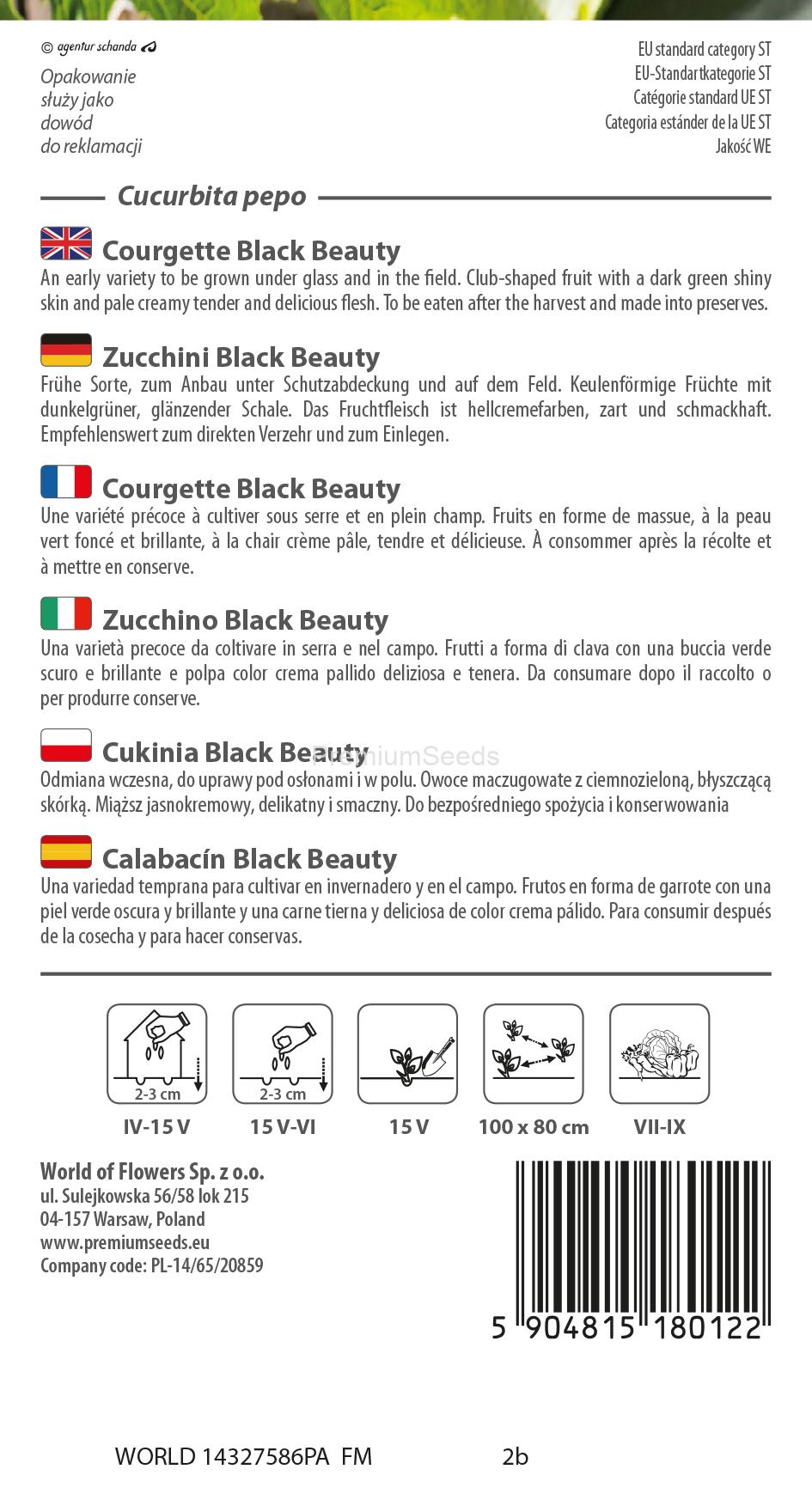 WORLD 14327586PA.indd Courgette Black Beauty - semences
