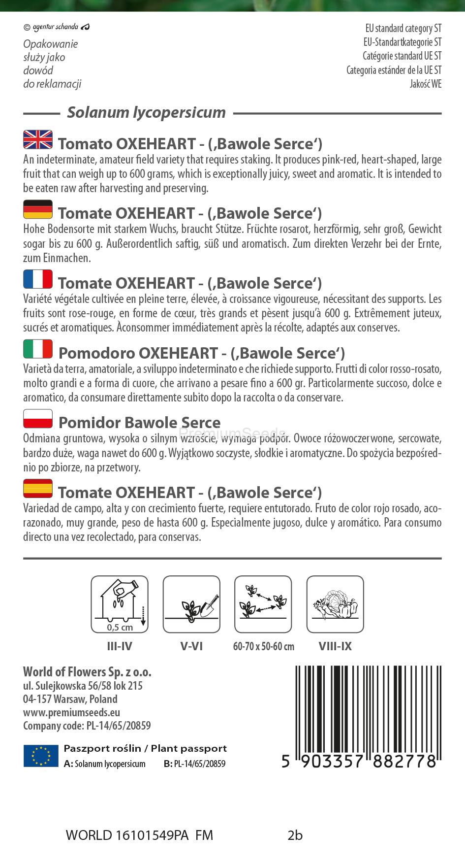 WORLD 16101549PA.indd Tomate OXHEART - ("Bawole Serce") – Samen