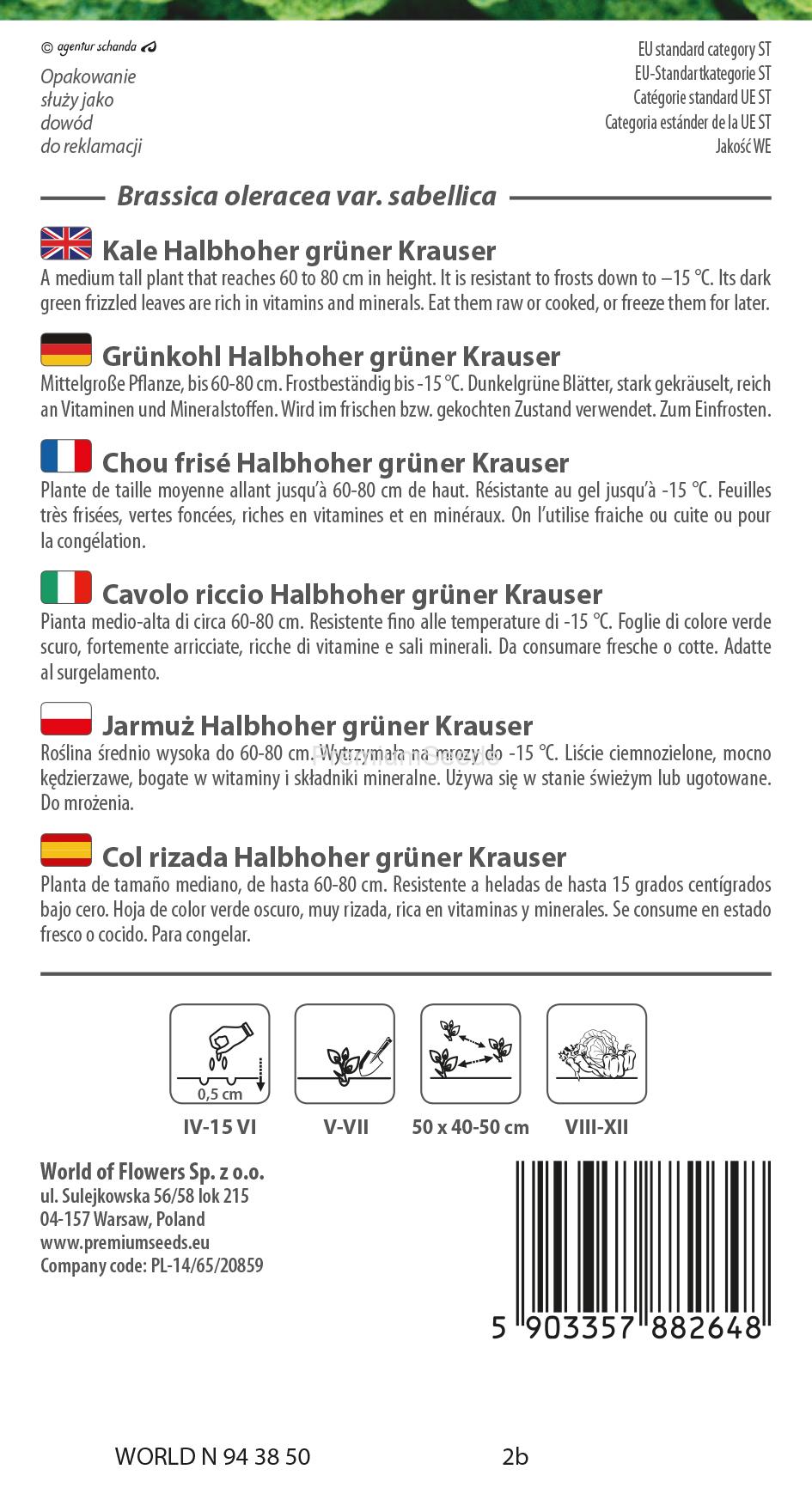 WORLD N 94 38 50.indd Cavolo riccio Halbhoher grüner krauser - semi