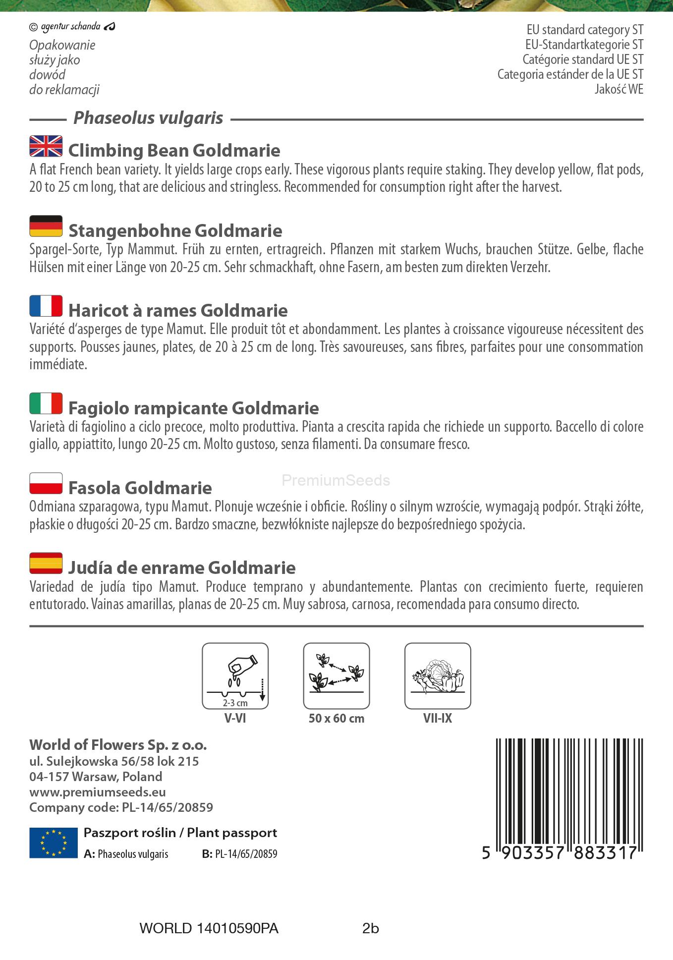 WORLD 14010590PA.indd Fagiolo rampicante Goldmarie