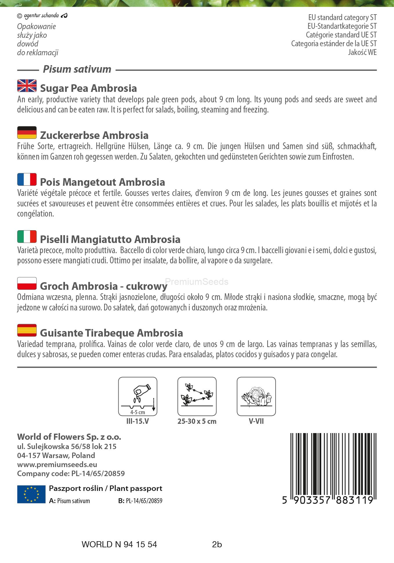 WORLD N 94 15 54.indd Pois Mangetout Ambrosia - semences