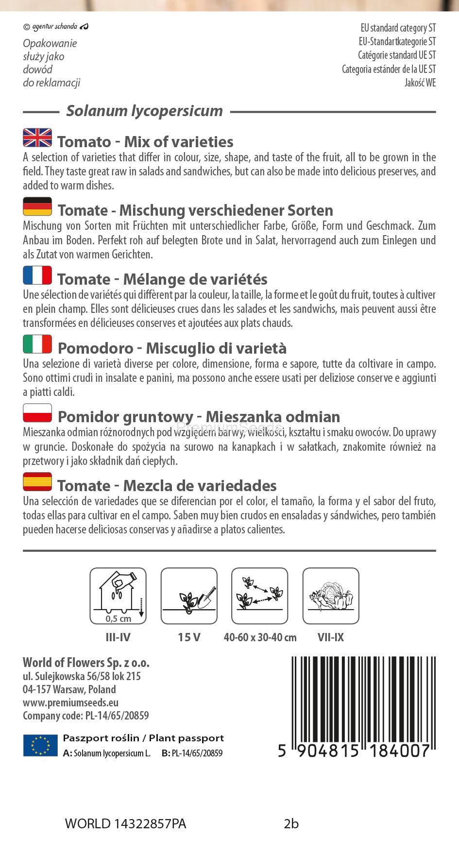 WORLD 14322857PA.indd Tomate - mezcla de variedades - semillas