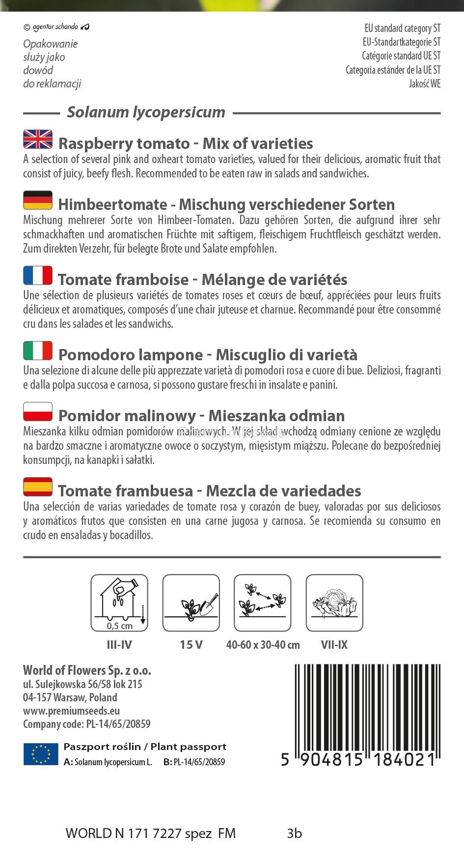 WORLD N 171 7227 spez.indd Himbeertomate - Mischung verschiedener Sorten - Samen