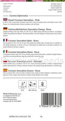 Dwarf Cosmos Sensation - Pink - seeds