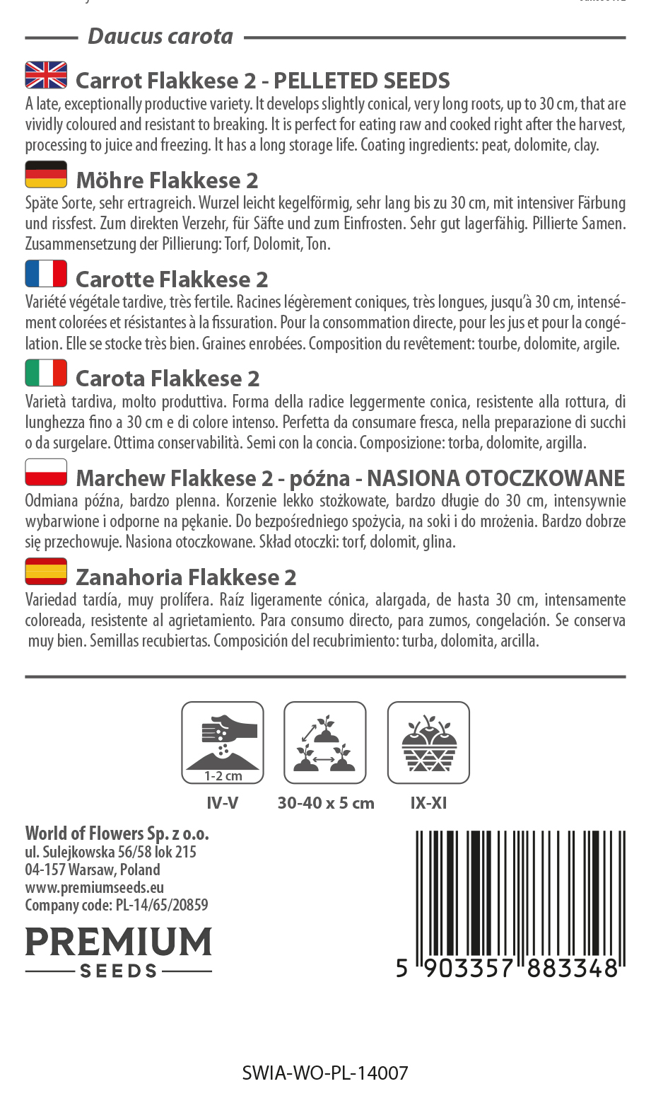 Zanahoria Flakkese 2 - SEMILLAS RECUBIERTAS - Imagen 2